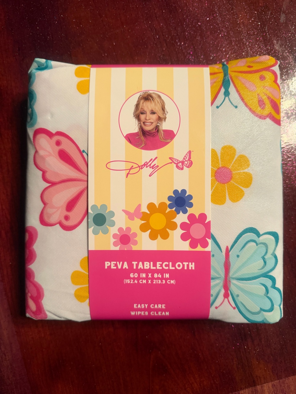 Dolly Parton Butterfly and Floral Printed PEVA Tablecloth